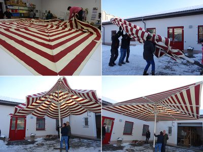 Neubespannung für große Sonnenschirme