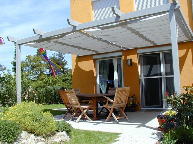 Sonnenschutz Markise Edelstahl Seilspann System Beschattung Terrasse Baldachin 